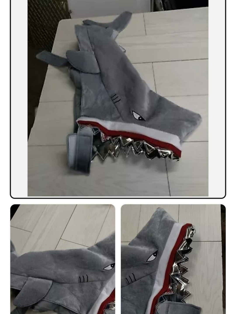 Gray Shark Novelty Dog Costum- Playful Shark Design Xl